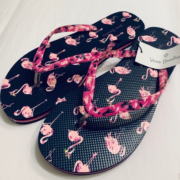 vera bradley flamingo flip flops
